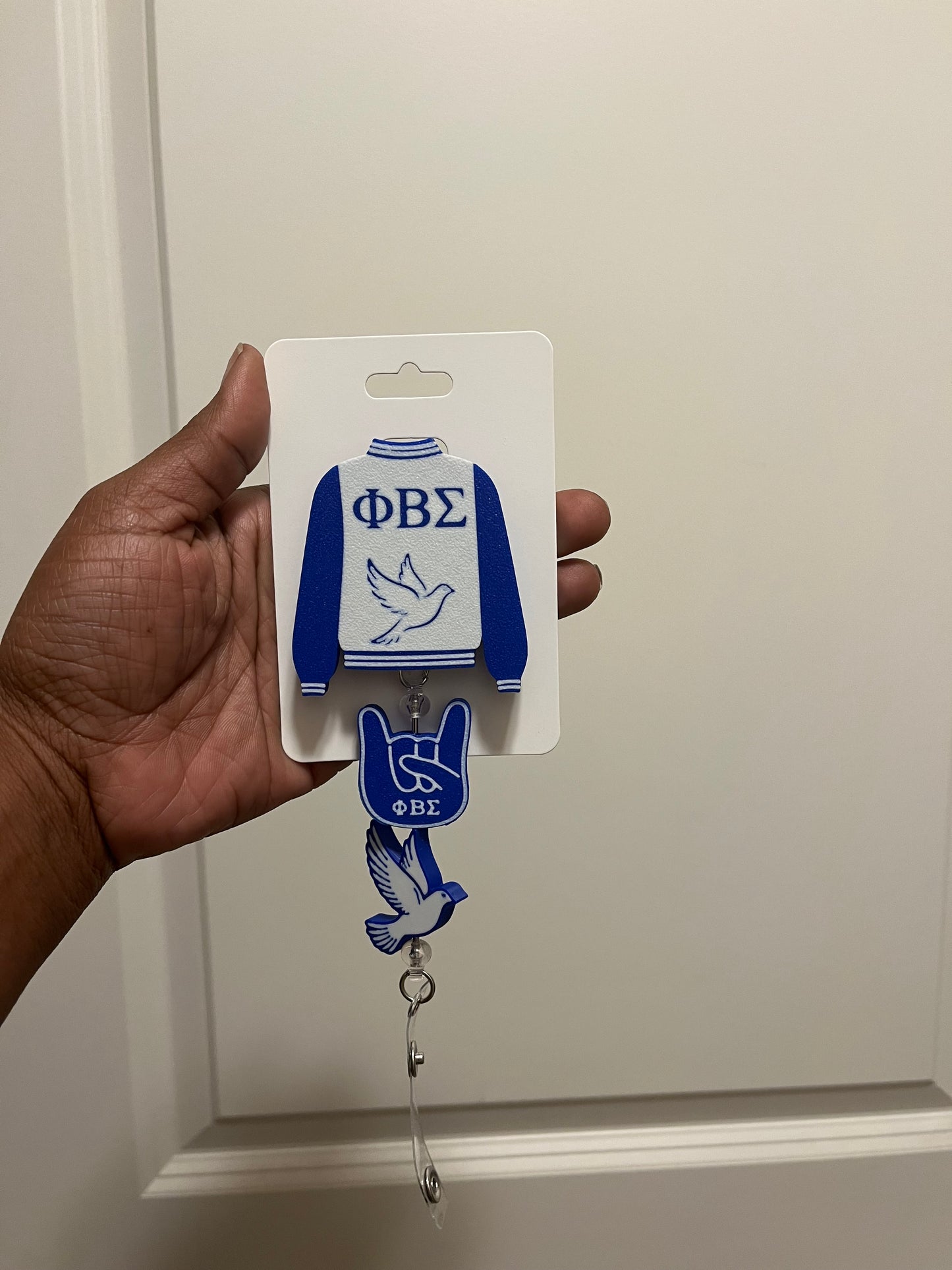 Royal Blue & White Frat Jacket Badge Reel 3MF Digital File
