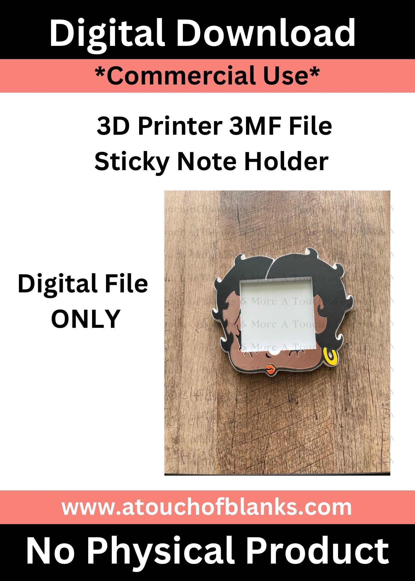 B.B. Sticky Note Holder (3MF Digital File)