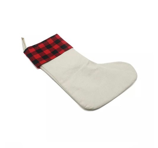 Linen Buffalo Plaid Christmas Stockings Linen Buffalo Plaid Christmas Stockings