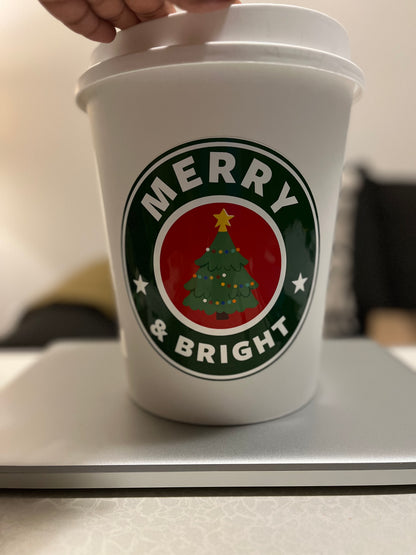 Coffee Cup Trash Can Decals Digital Download