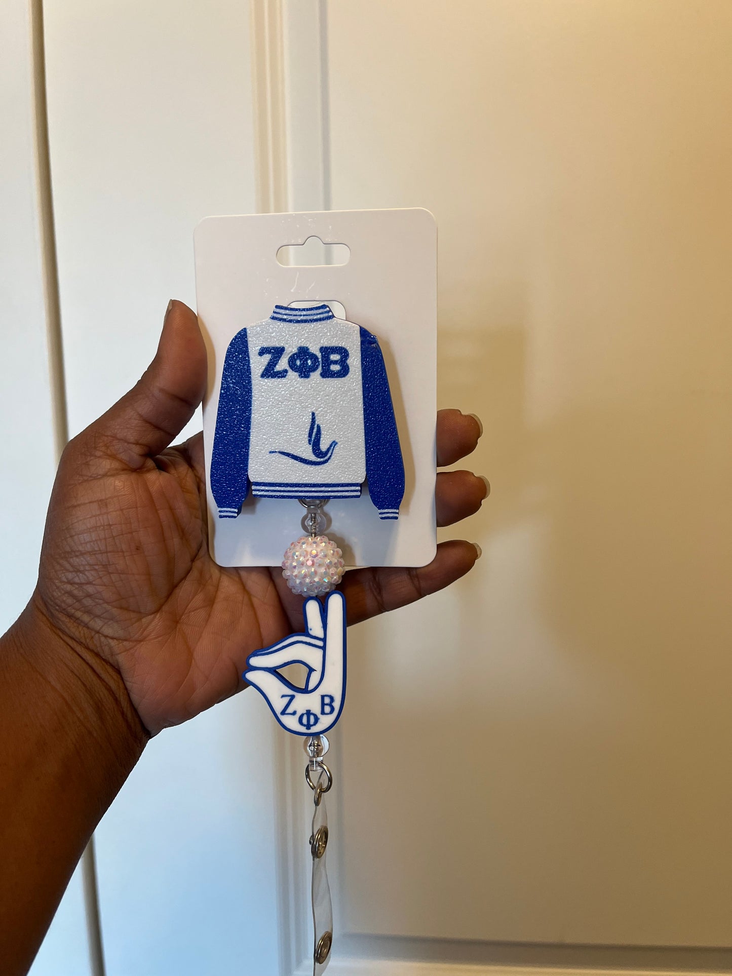 Royal Blue & White Soror Jacket Badge Reel 3MF Digital File