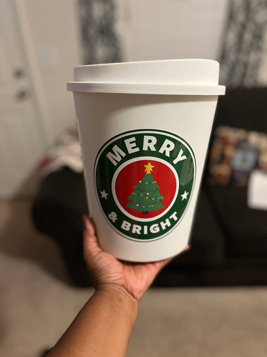 Coffee Cup Trash Can Decals Digital Download