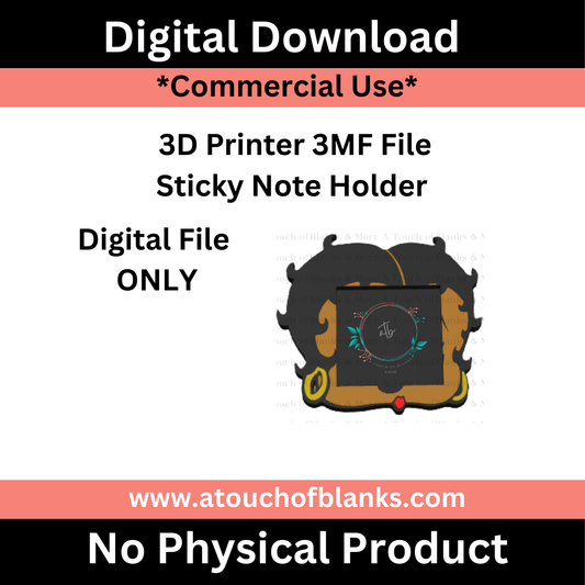 B.B. Sticky Note Holder (3MF Digital File)