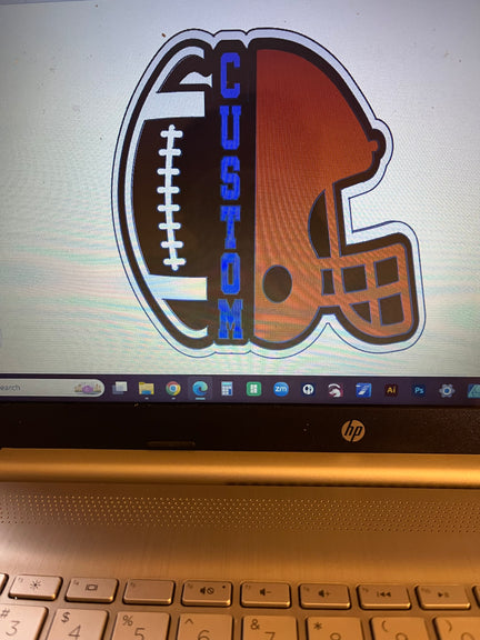 Half Football Half Helmet Cheer Stick (3MF Digital File)
